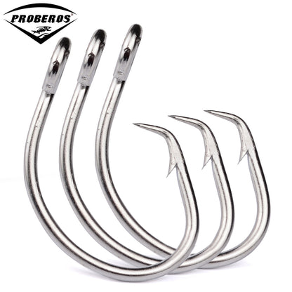 PROBEROS 20PCS Saltwater Fishing Hooks Circle Hooks 11/0-12/0-13/0-14/0-15/0-16/0# Stainless Steel Jigging Fishhooks