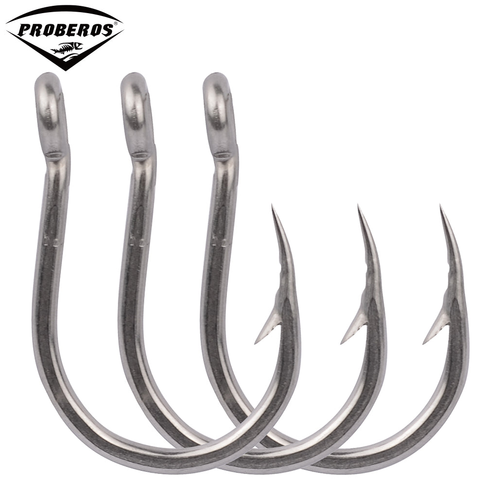 PROBEROS stainless steel hooks for sea fishing have barbs with hoop hooks, seawater corrosion resistant boat hooks, iron plate hooks, 50pcs