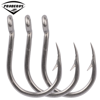 PROBEROS stainless steel hooks for sea fishing have barbs with hoop hooks, seawater corrosion resistant boat hooks, iron plate hooks, 50pcs