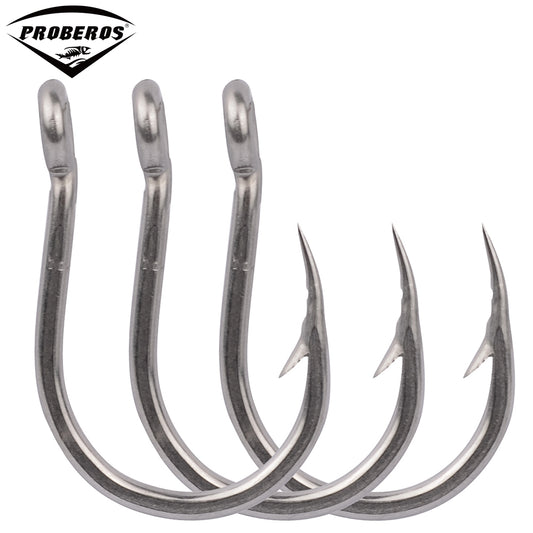PROBEROS stainless steel hooks for sea fishing have barbs with hoop hooks, seawater corrosion resistant boat hooks, iron plate hooks, 50pcs