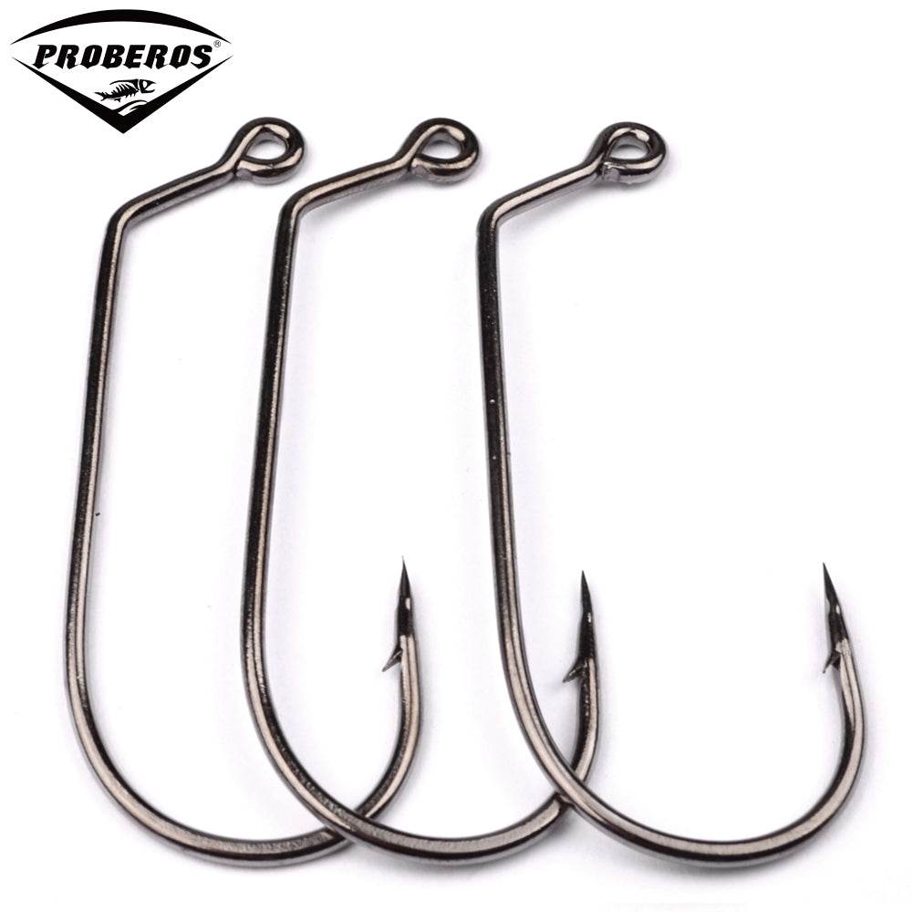 PROBEROS 100PCS High Carbon Steel Long Shank Jig Head Mold Aberdeen Hook Saltwater Fishing Tackle - Proberos