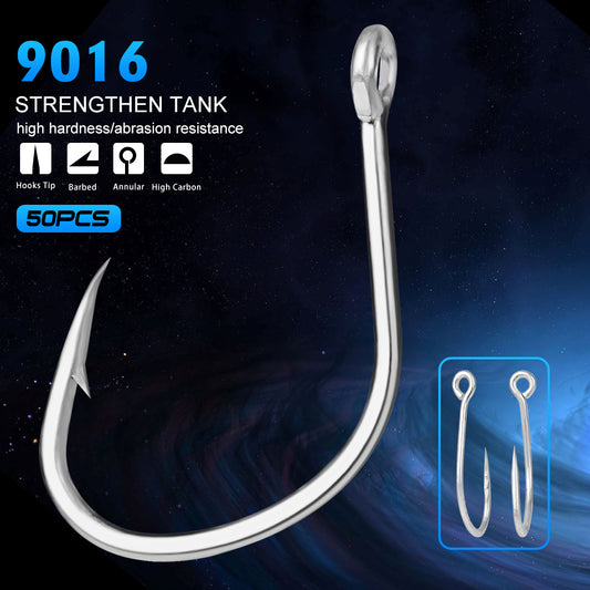 PROBEROS 50pcs Stainless Steel Hooks Saltwater Tuna Hooks, Forged Extra 6X Strong Circle Hooks