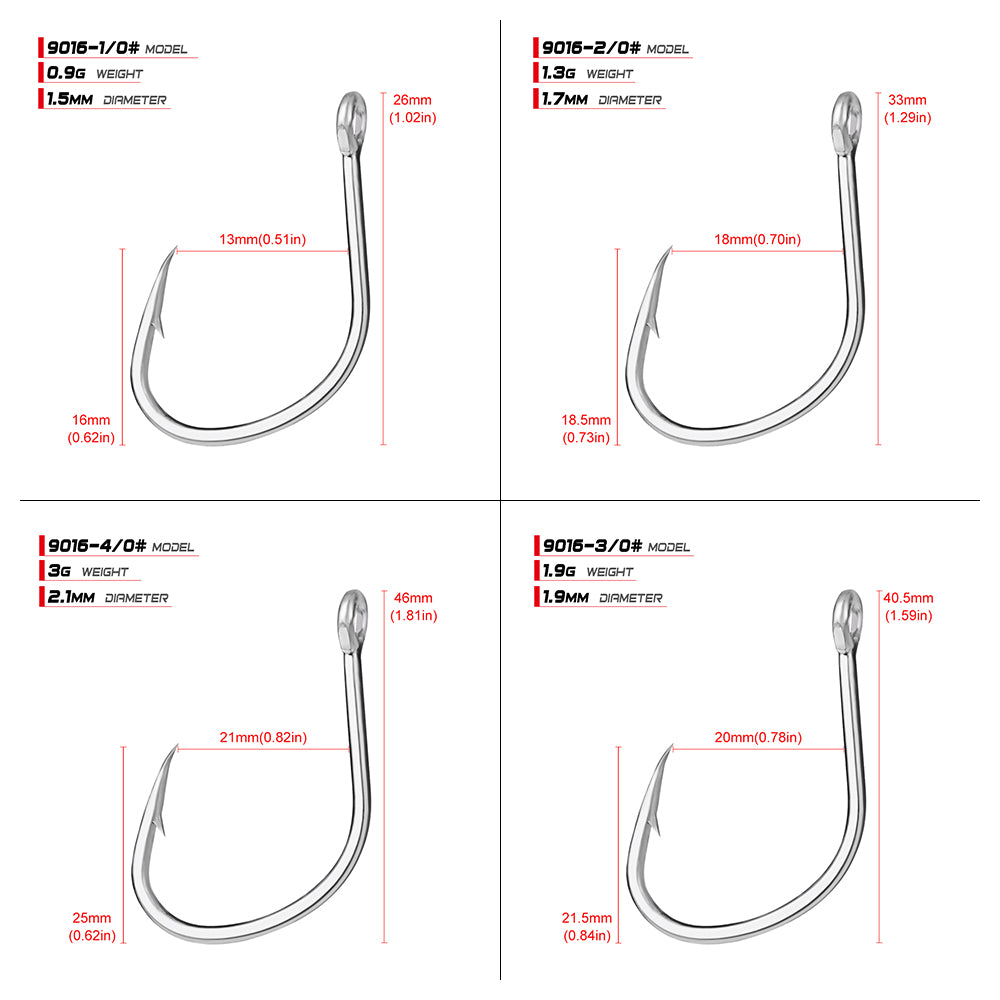 PROBEROS 20PCS Saltwater Fishing Hooks 1/0#-5/0# Anti-rusty Single hook Tin Color Fishhooks&nbsp; &nbsp;High Carbon Steel Strength