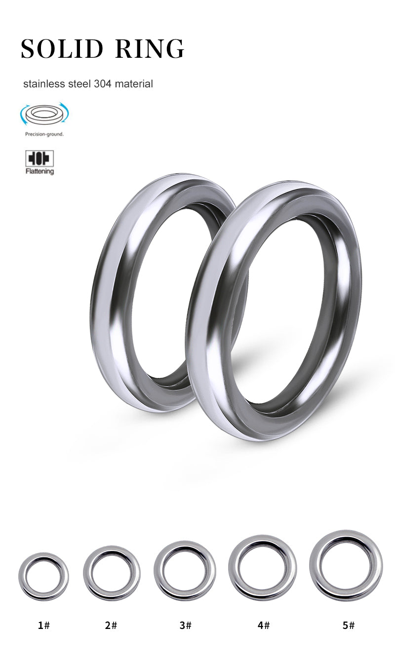 PROBEROS Stainless Steel Single Split Ring 304SS Flattened O-Ring 1#-5# Fishing Lure Connector 20pcs