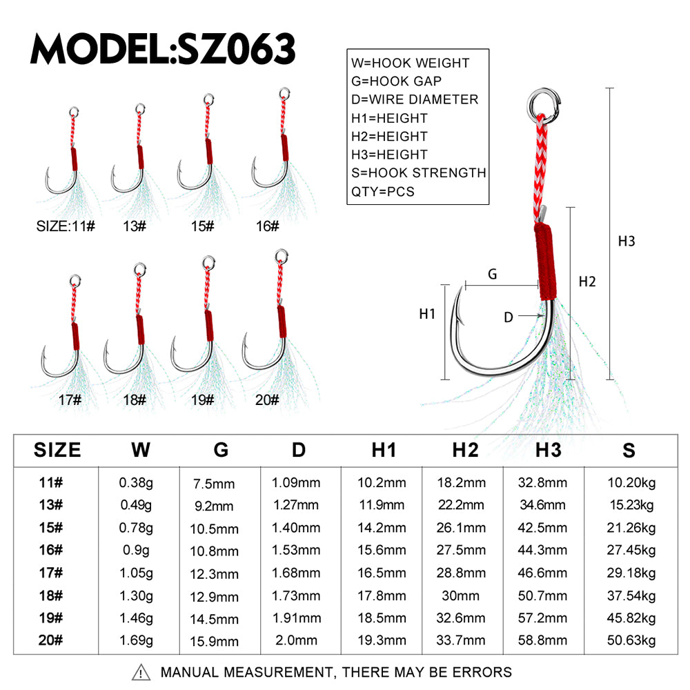 PROBEROS 5bag 10pcs/bag Fishing Hooks for slow jig with Feathers Slow Double Jig Hook Fishing Jig Assis hooks Fishhooks