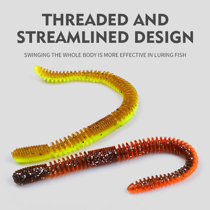 SUNLURE DW6114  Ribbed Soft Plastic Worms 20PCS 3.6g/12cm Sinking Ribbed Worms for Bass Fishing &nbsp;for Drop Shot  Wacky Rigs