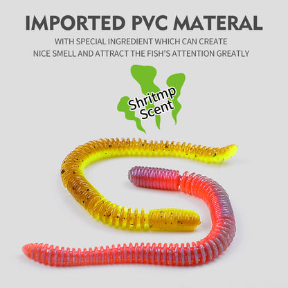 SUNLURE DW6114  Ribbed Soft Plastic Worms 20PCS 3.6g/12cm Sinking Ribbed Worms for Bass Fishing &nbsp;for Drop Shot  Wacky Rigs