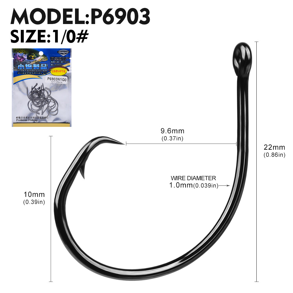 PROBEROS 100pcs Circle Barbed Octopus Hooks Super pulling force High Carbon Steel Strong Offset Hooks For Catfish Freshwater
