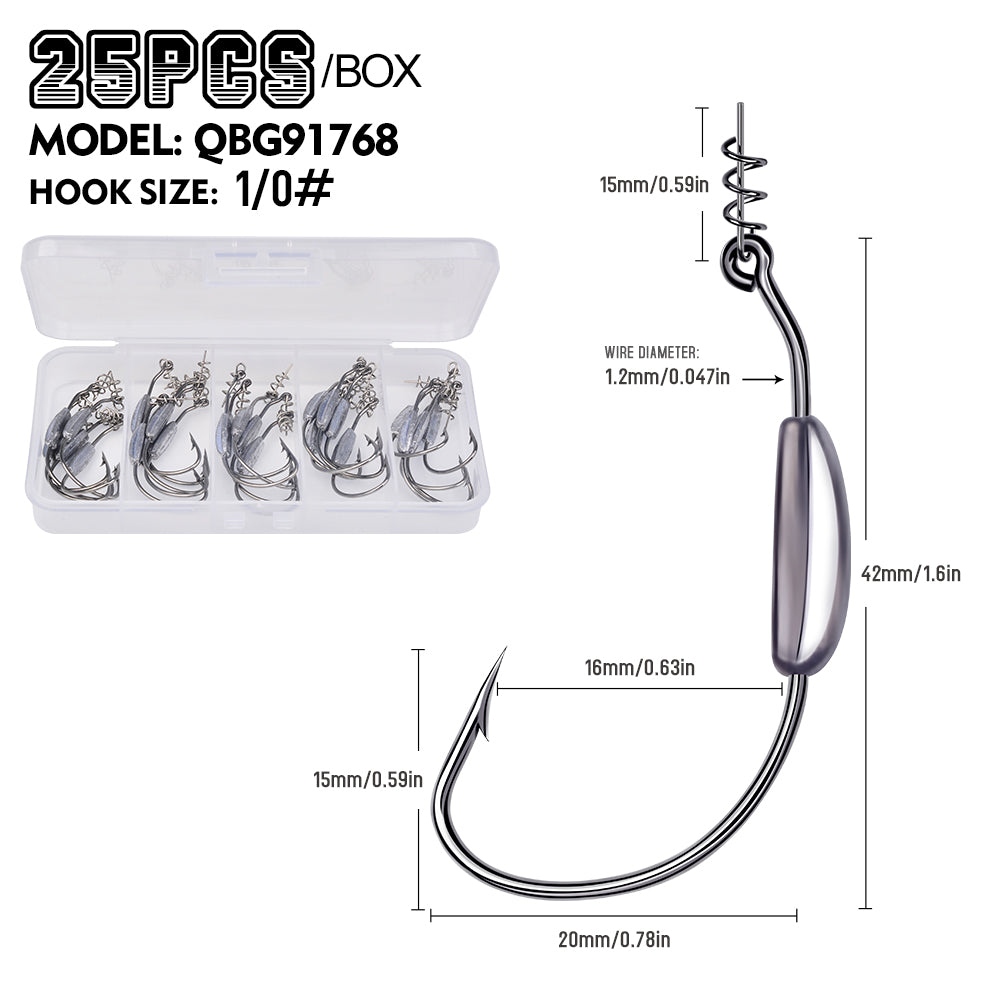 PROBEROS QBG91768 Weighted Offset Hooks with Spring Bait Lock
