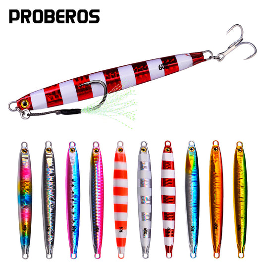 PROBEROS 5 件 Cranky Slow Pitch Jigs，10g/20g/30g/40g/60g/80g，夜光金属铸造诱饵，用于钓鱼的咸水鱼具，铅，复活节/独立日/感恩节/圣诞节节日钓鱼装备