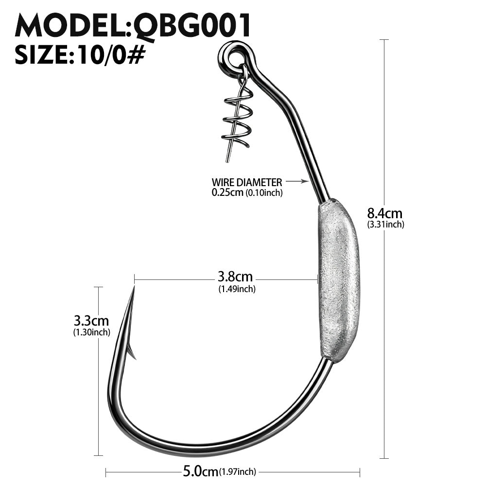 PROBEROS Weighted Swimbait Jig Hooks QBG001, 6/0#-10/0# Offset Weedless Hooks with Spring Twist Lock