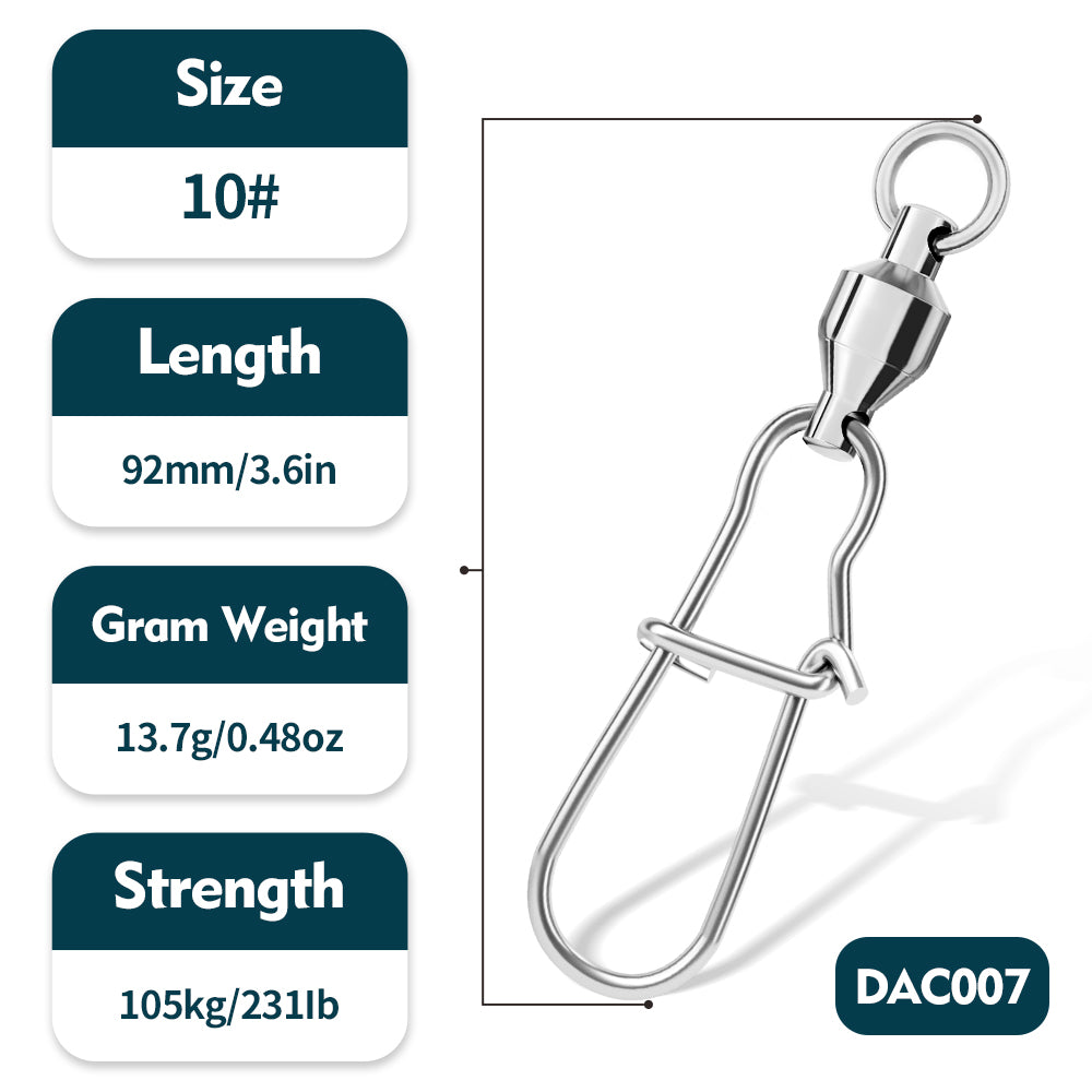 PROBEROS high-speed figure-of-eight swivel Bearing swivel stainless steel reinforced pin connector Fishing supplies accessories 50pcs