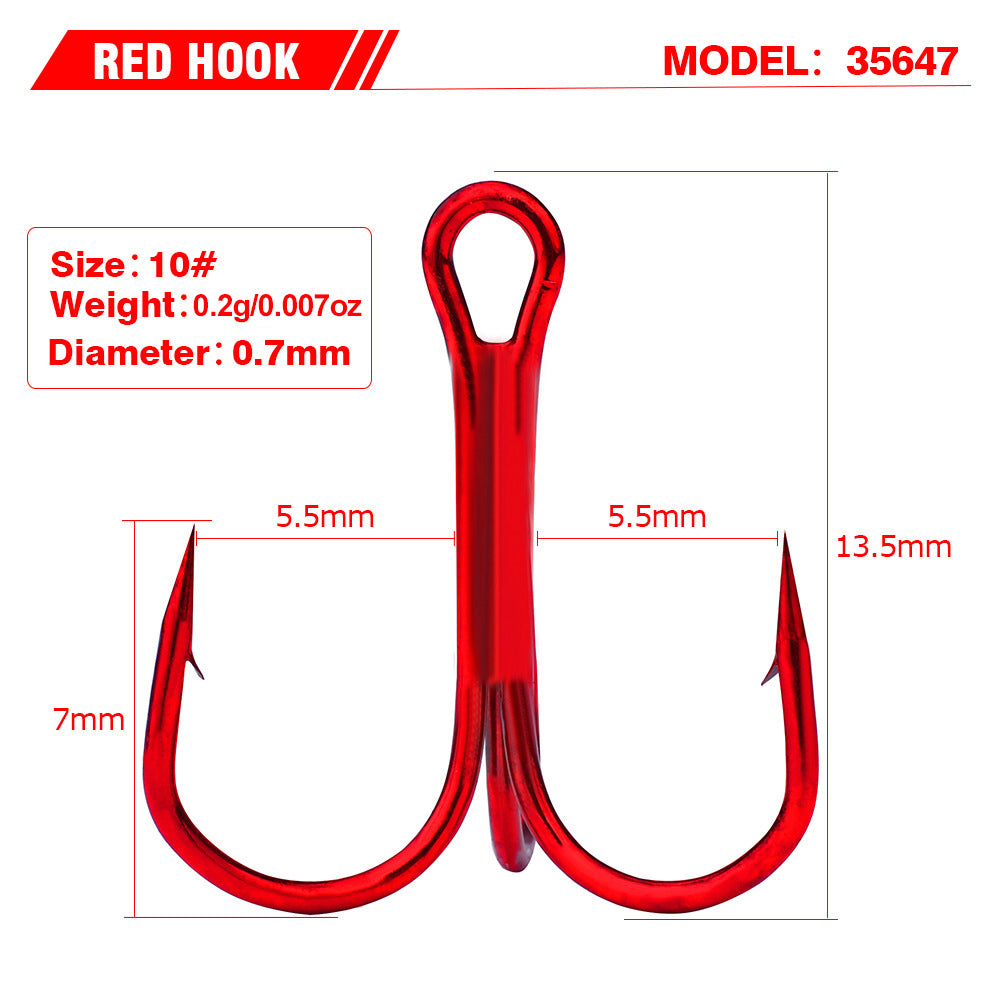 PROBEROS Red Treble Hook Fishing Supplies 100 barbed anchor hook lure fishing tackle
