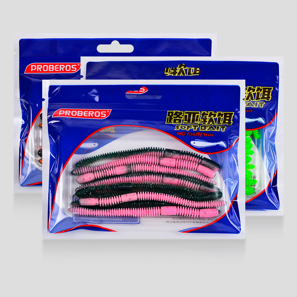 SUNLURE Ribbed Soft Plastic Worms 20PCS 3.6g/12cm Sinking Ribbed Worms for Bass Fishing &nbsp;for Drop Shot &amp; Wacky Rigs