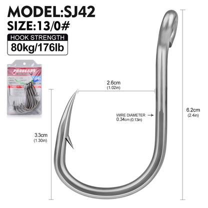 PROBEROS SJ42 Saltwater Fishing Hooks | Stainless Steel Single Hook