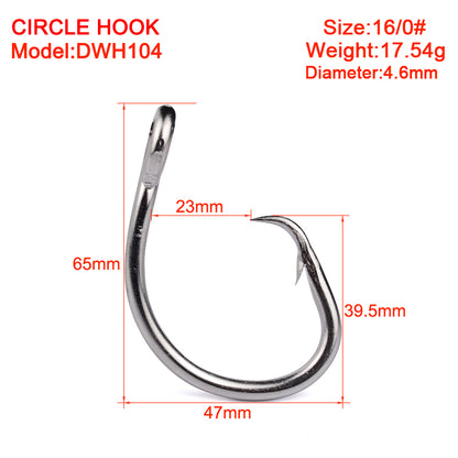 PROBEROS Saltwater Fishing Hook Matte Tin Single Hooks 13/0#-14/0#-15/0#-16/0# High-Carbon Steel Fishhook High Strength Hooks