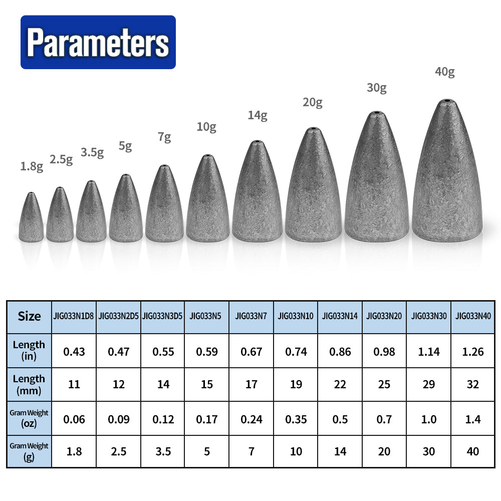 PROBEROS 10 Pcs Lead Fishing Weights Sinkers 1.8g-40g&nbsp; Lead Jig Head Accessories