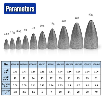 PROBEROS 10 Pcs Lead Fishing Weights Sinkers 1.8g-40g&nbsp; Lead Jig Head Accessories