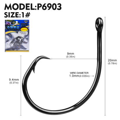 PROBEROS 100pcs Circle Barbed Octopus Hooks Super pulling force High Carbon Steel Strong Offset Hooks For Catfish Freshwater