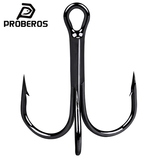 PROBEROS 50PCS Fishing Treble Hooks 14#-3/0# Black High Carbon Steel Hooks