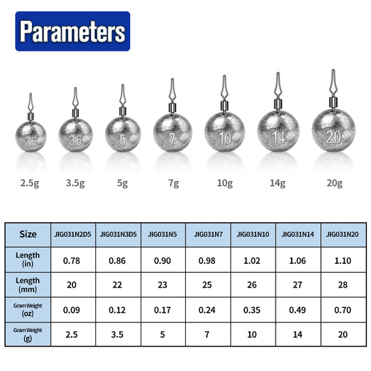PROBEROS 10 PCS Lead Fishing Weights Sinkers 2.5#-20# Lead Jig Head Accessories