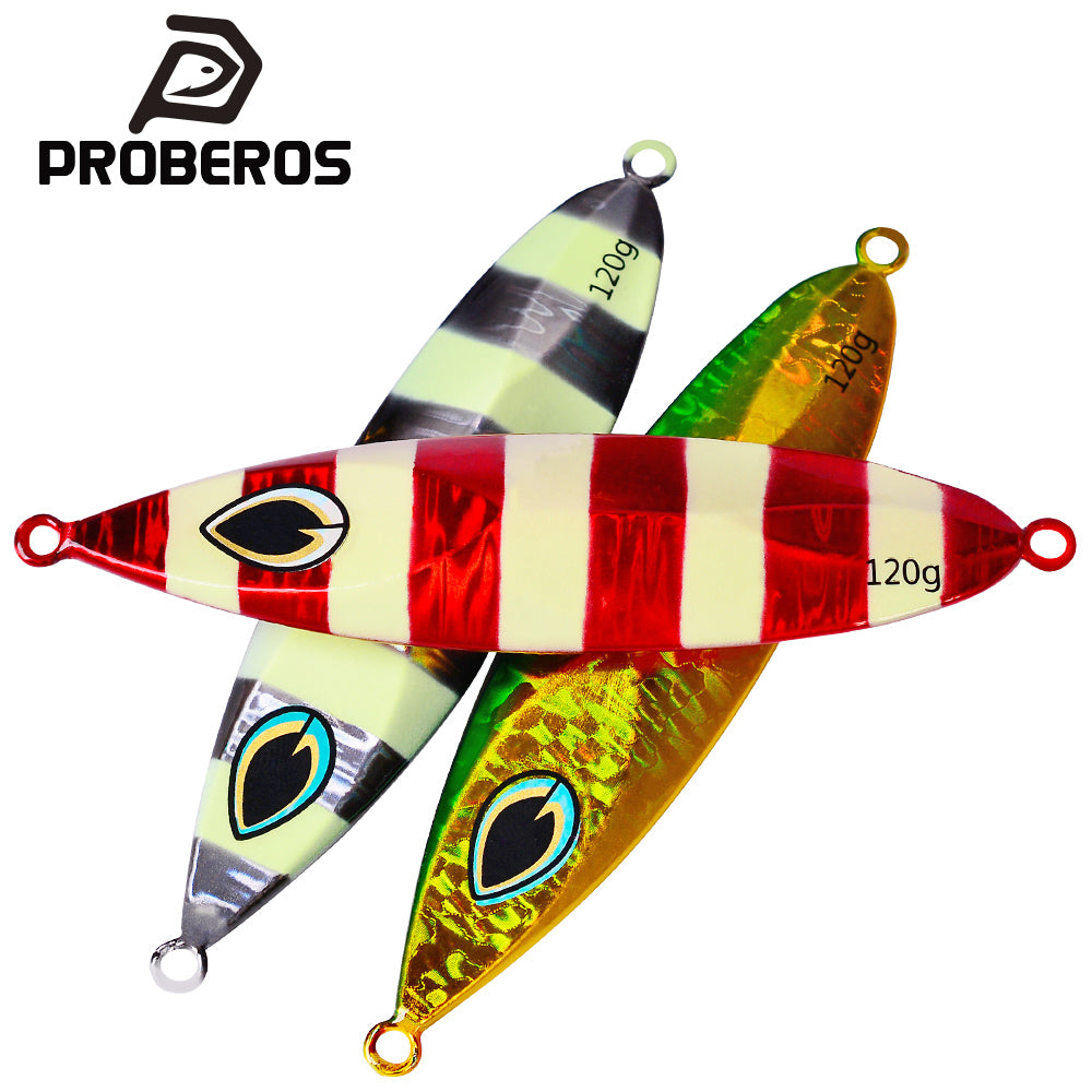 PROBEROS 5PCS Kovové Jig Rybářské návnady 80-120g Kovové rybaření Světelné návnady slané vody Návnady Articulos De Pesca Isca Umělé falešné ryby