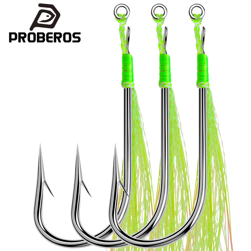 PROBEROS 5PCS Saltwater Jigging Assist Hooks 3#-3/0# High Carbon Steel Fishing&nbsp;