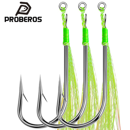 PROBEROS 5PCS Saltwater Jigging Assist Hooks 3#-3/0# High Carbon Steel Fishing&nbsp;