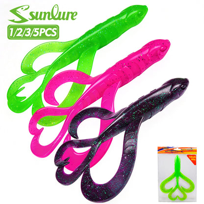 SUNLURE RL034 Twin Curly Tail Soft Swimbait for Bass Pike Musky (5PCS-1PC)