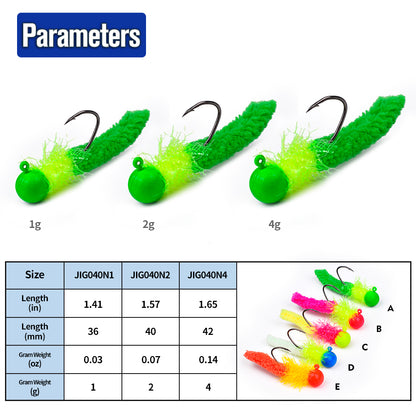 PROBEROS  Lure Tied Feather Lead Head Hook Fly Hook Jig Tied Feather Fly Fishing Hook Chicken Feather Hook Lure Bait Fish Hook 5 pieces mixed colors
