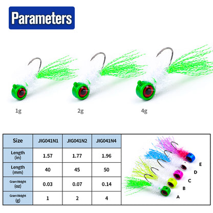 PROBEROS  Lure Head Hook Big Eye Tied Fly Hook Jig Tied Feather Hook Fly Fishing Lure Hook 5pcs