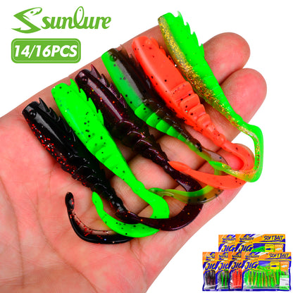 SUNLURE RL030 Curly Tail Ribbed Soft Grub Lures 5cm 5.3cm