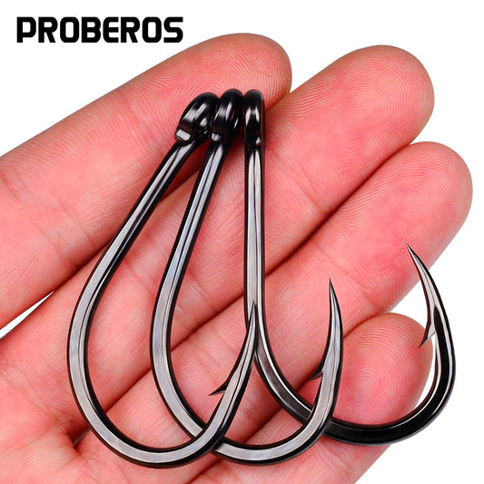 Proberos 100pcs Steel Hooks Premium Carbon Steel Circle Fishing Hooks, Corrosion-ResistantUltra-Sharp for Saltwater & Freshwater