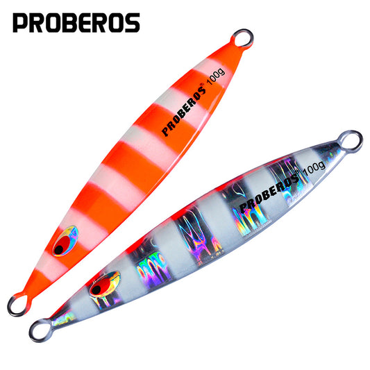 PROBEROS 6Pcs Metal Cast Jig Spoon 40g 60g 80g 100g Shore Casting Jigging Fish Sea Bass Fishing Lure Kit Artificial Bait Tackle