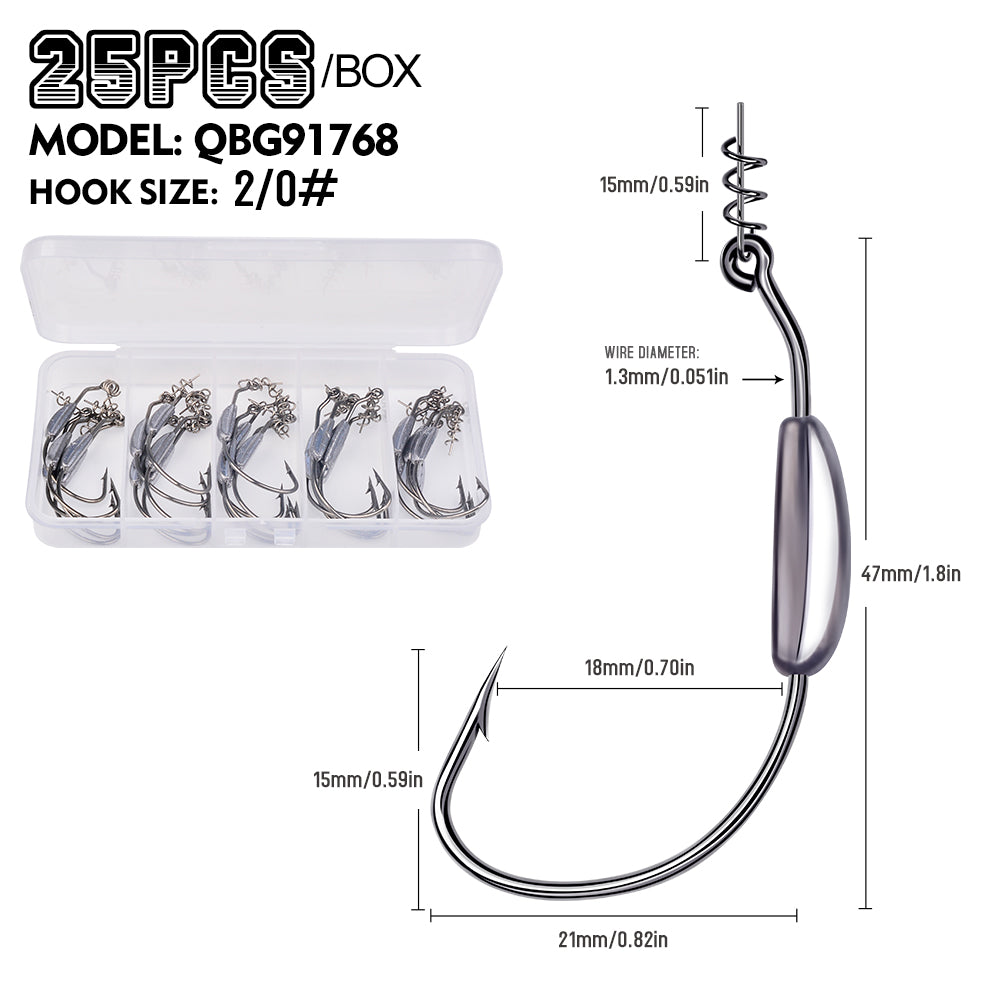 PROBEROS QBG91768 Weighted Offset Hooks with Spring Bait Lock