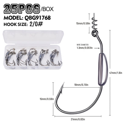 PROBEROS QBG91768 Weighted Offset Hooks with Spring Bait Lock