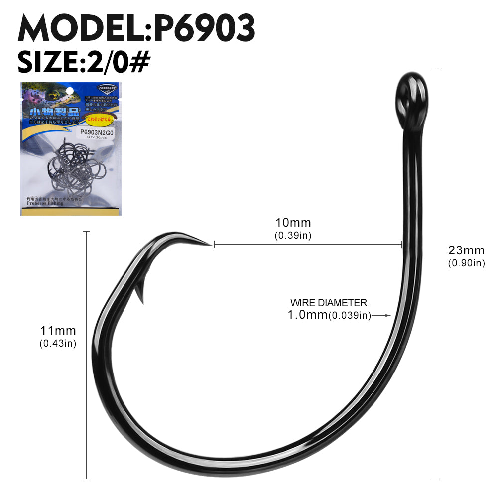 PROBEROS 100pcs Circle Barbed Octopus Hooks Super pulling force High Carbon Steel Strong Offset Hooks For Catfish Freshwater