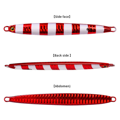 PROBEROS 5pcs Cranky Slow Pitch Jigs, 10g/20g/30g/40g/60g/80g, Luminous Metal Casting Lure, Saltwater Fishing Tackle for Amberjack, Lead, Easter/Independence Day/Thanksgiving/Christmas Festive Fishing Gear