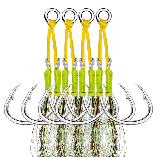 PROBEROS 5PC Sea Fishing Tackle Slow Jigging Fishing Hook Glow Double Assist Hooks