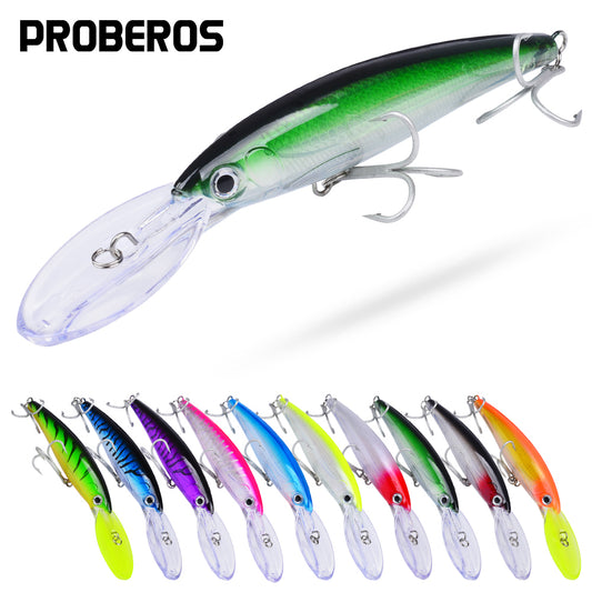 PROBEROS 10PC Deep Diver Minnow Sinking Fishing Lure Wobblers 130mm 24g Crystal 3D Hard Bait Megabass Cranbait Japanese Wobblers for Pike Bass
