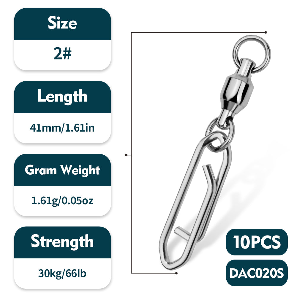 PROBEROS stainless steel bearing swivel pointed paper clip connector figure eight swivel double buckle pin fishing gear accessories 50 pcs