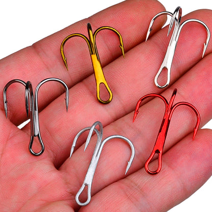 PROBEROS three hook fishing supplies include barbed anchor hooks, lure fishing tackle, brown triple anchor hooks, 100 pieces