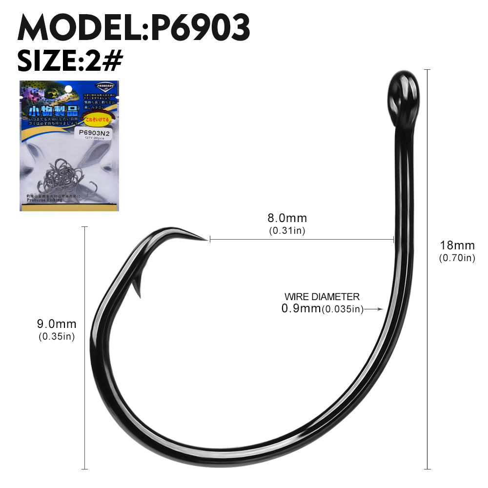 PROBEROS 100pcs Circle Barbed Octopus Hooks Super pulling force High Carbon Steel Strong Offset Hooks For Catfish Freshwater
