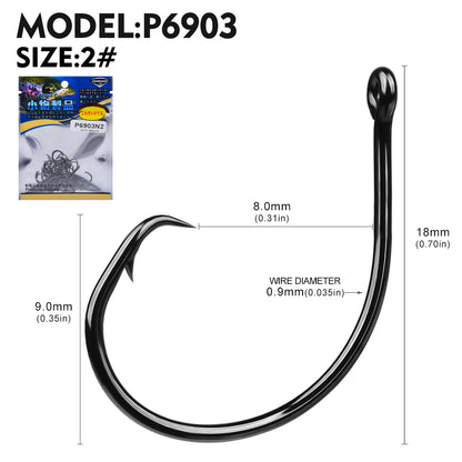PROBEROS 100pcs Circle Barbed Octopus Hooks Super pulling force High Carbon Steel Strong Offset Hooks For Catfish Freshwater