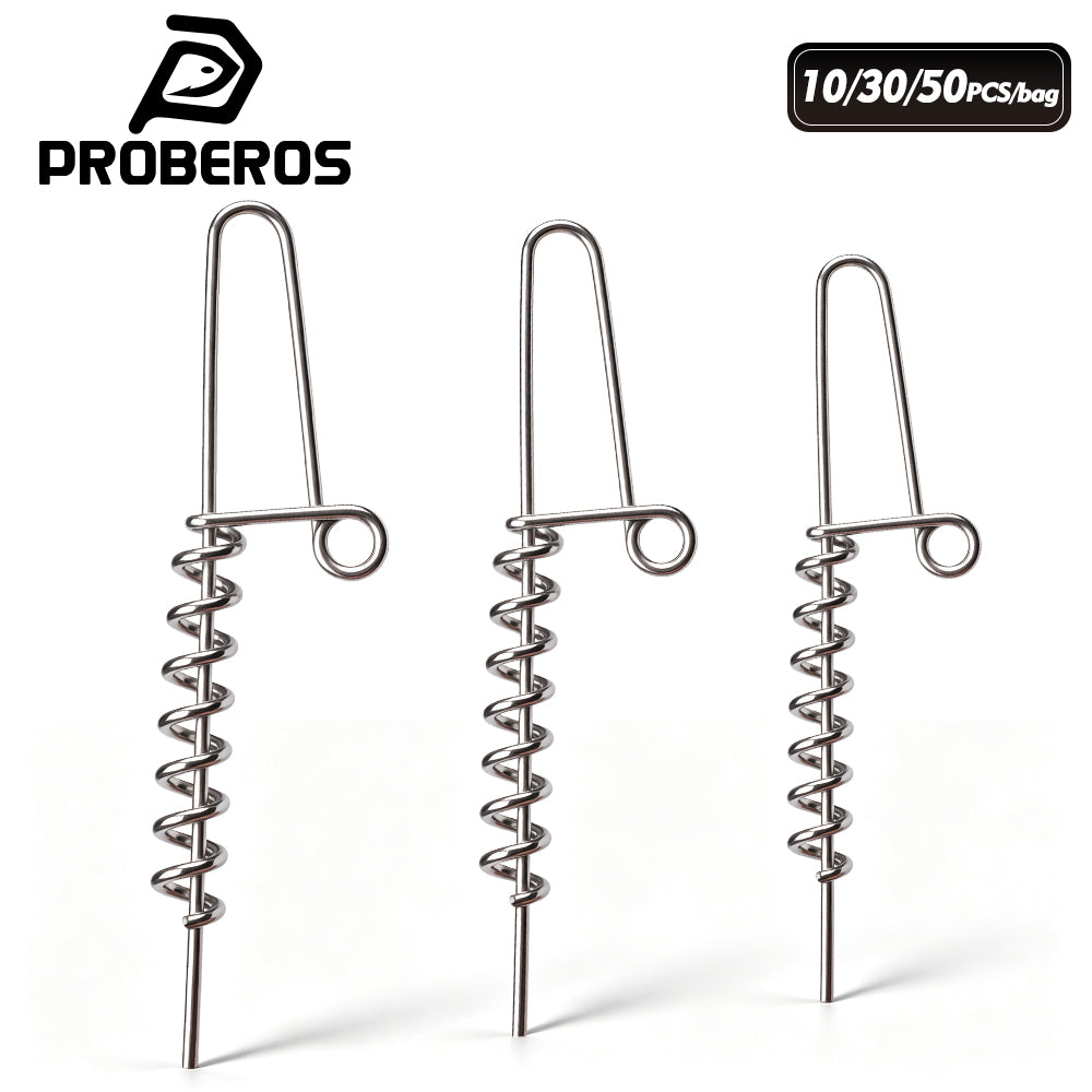 PROBEROS PJ048 Stainless Steel Spring Lock Pins for Soft Baits 50PCS