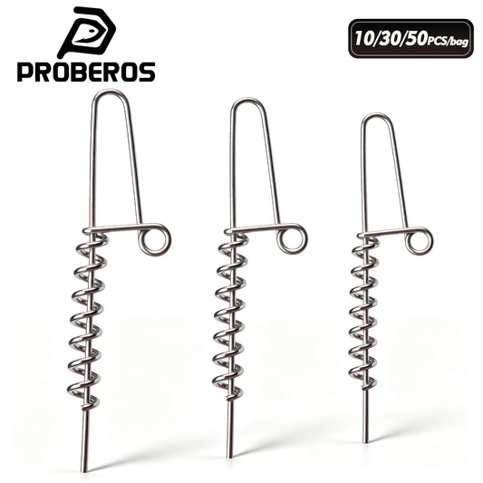 PROBEROS PJ048 Stainless Steel Spring Lock Pins for Soft Baits 50PCS