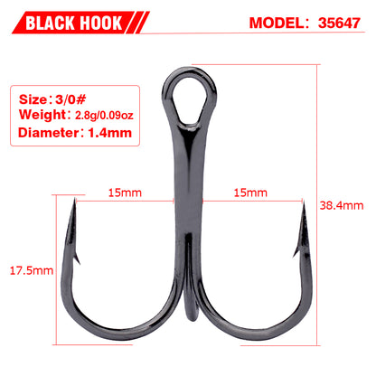 PROBEROS three hook fishing supplies include barbed anchor hooks, lure fishing tackle, brown triple anchor hooks, 100 pieces