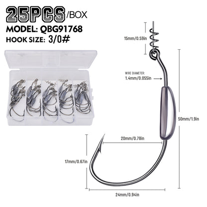 PROBEROS QBG91768 Weighted Offset Hooks with Spring Bait Lock