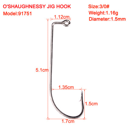 PROBEROS 50PCS  Hooks  Long Shank Fishhooks Carbon Steel Fishing Hook Barbed Carp Single Hooks Fishing Accessories