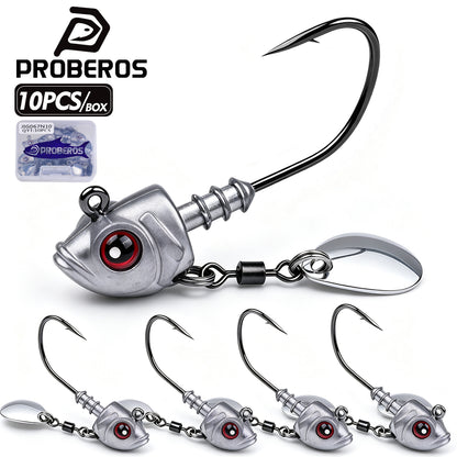 PROBEROS JIG067 3.5g-10g spinner jig head hooks with 3D simulation eyes